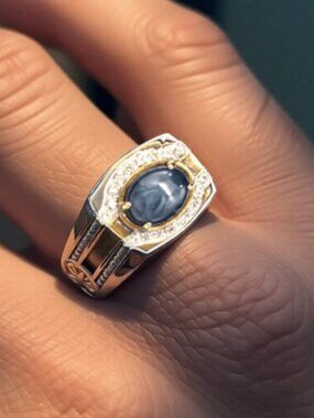 Sterling Silver & Star Sapphire Mens Ring - Michael Valitutti
